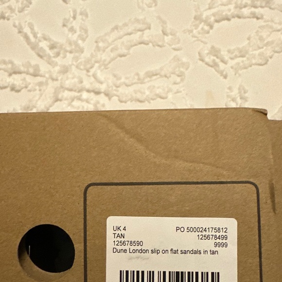 NEW IN BOX Dune London slip on flat sandals in tan - Picture 8 of 8